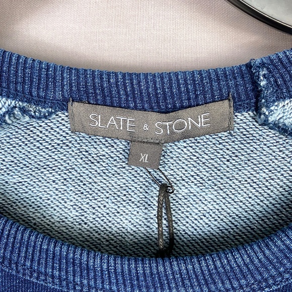 SLATE & STONE Mens Cooper OverDye Raglan Sweatshirt in Lake Blue Size XL… - Picture 5 of 7